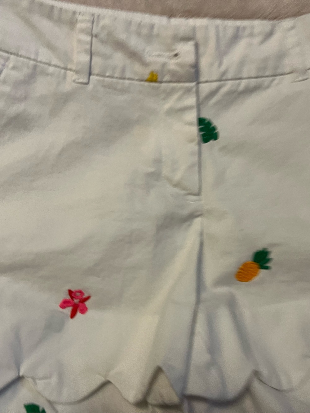 crown & ivy White Embroidered Tropical Skirt